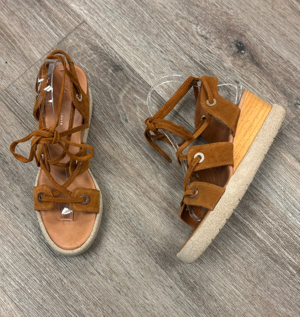 by ANTHROPOLOGIE Brown Tie Up Gladiator Wedge Sandals Sz. 39 / 9