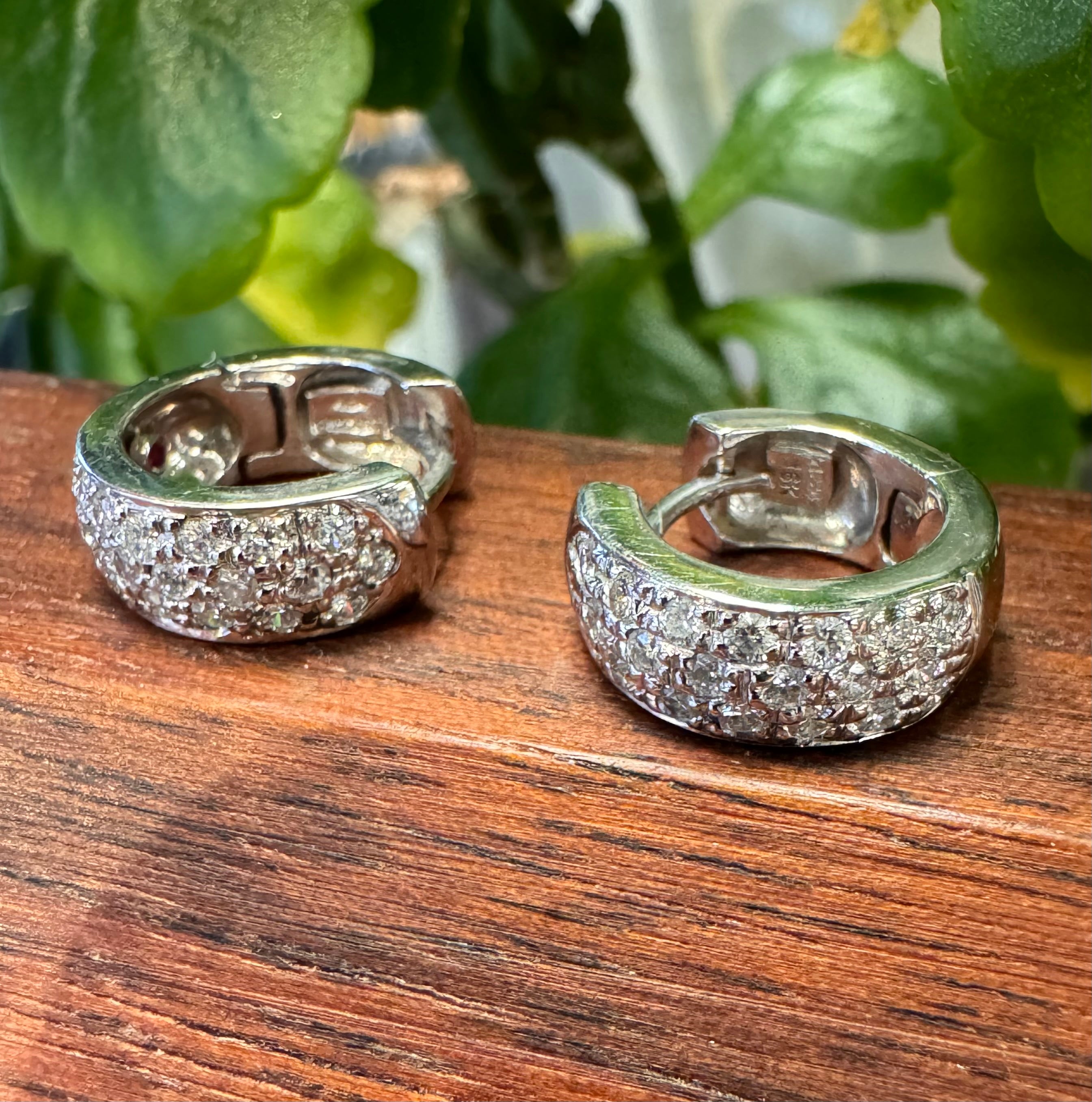 SOLD! Roberto Coin 18K Gold Diamond 3 Row Huggie Hoop Earrings