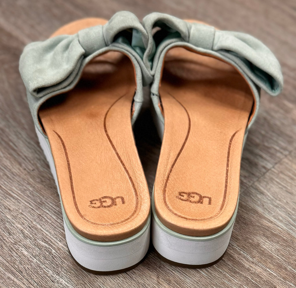 UGG Mint Suede Bow Platform Sandals Slides Sz. 8