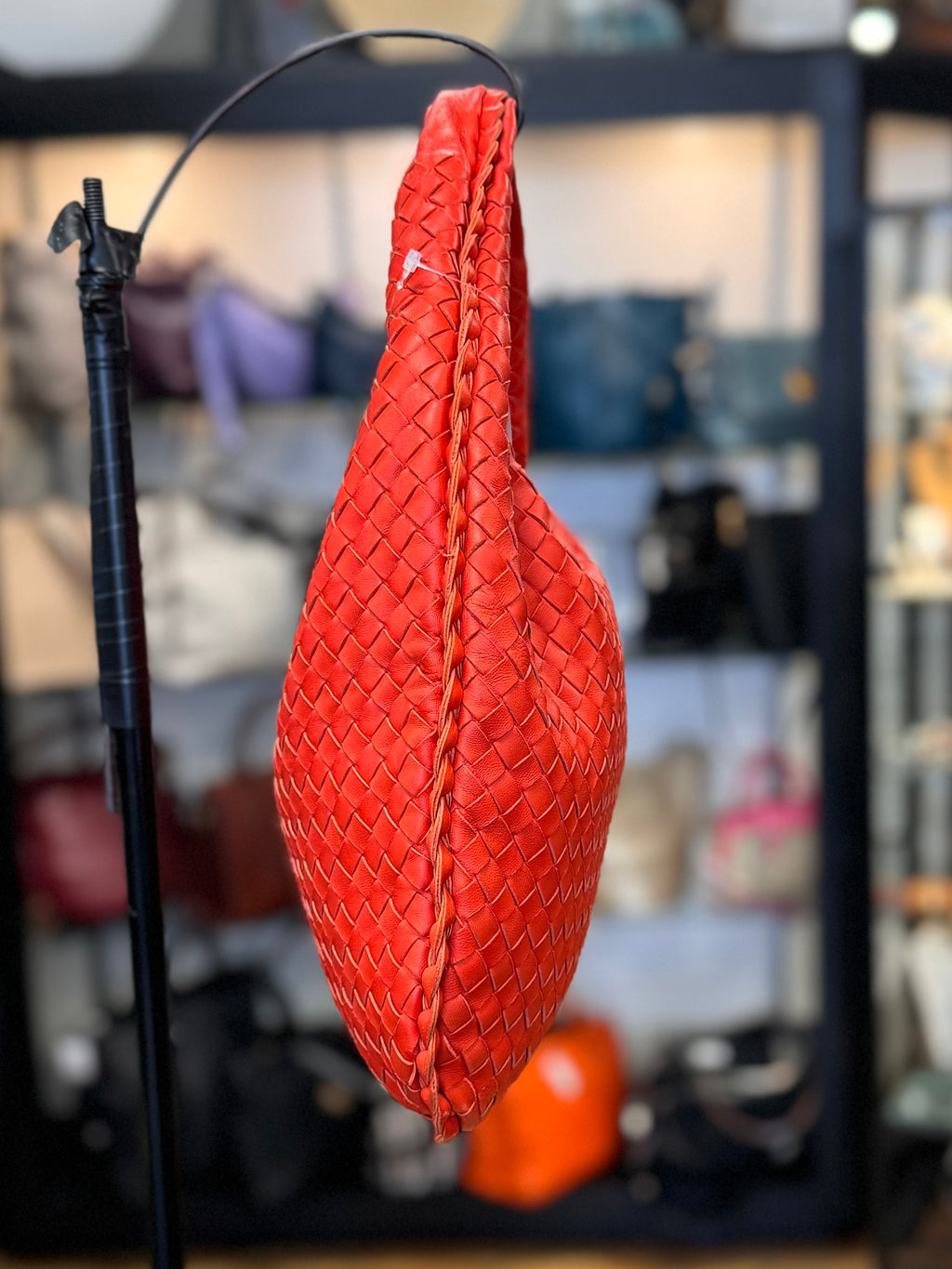 SOLD! BOTTEGA VENETA Orange Intrecciato Woven Leather Hobo Bag NEW