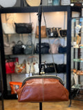 Patricia Nash Brown Leather Kiss Lock Crossbody Bag