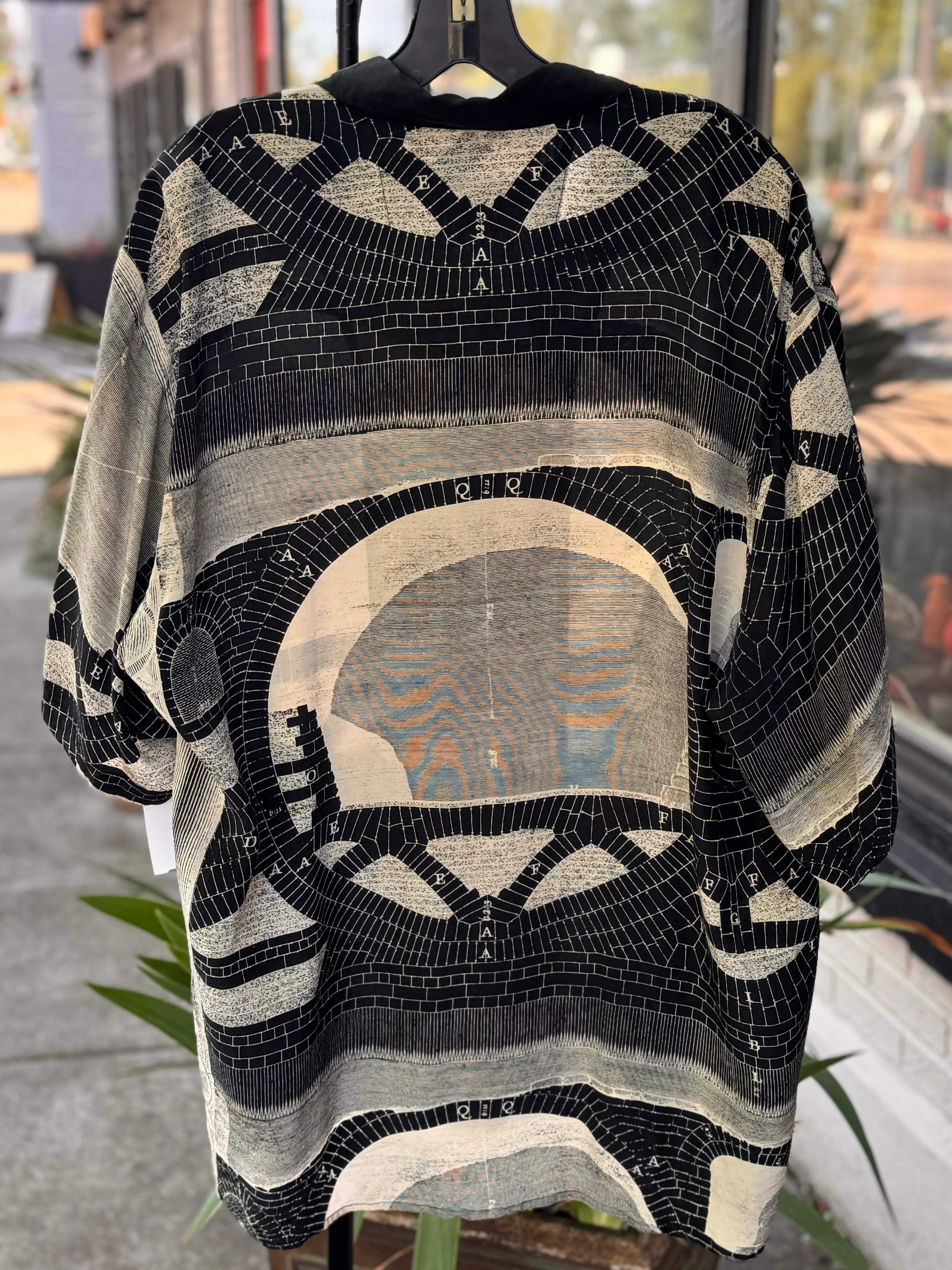 Vintage Men’s TIMNEY FOWLER Greek Design Silk Shirt Large