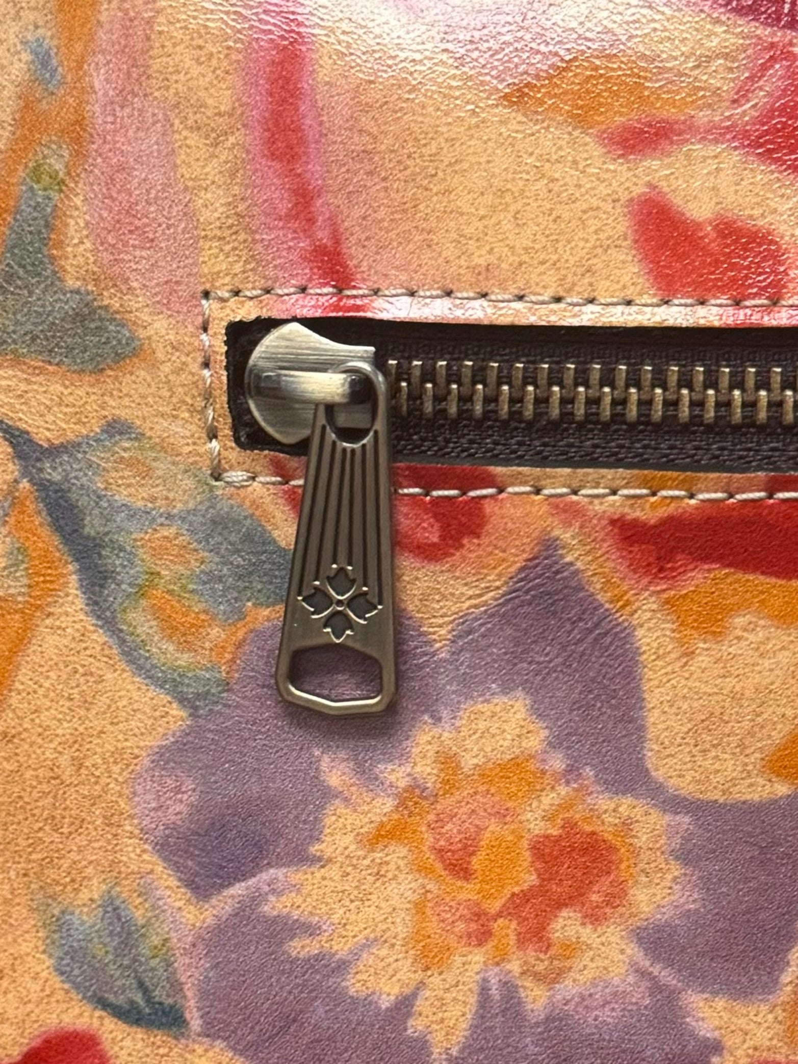 Patricia Nash Tan & Floral Lilia Heather Leather Shoulder Crossbody Bag