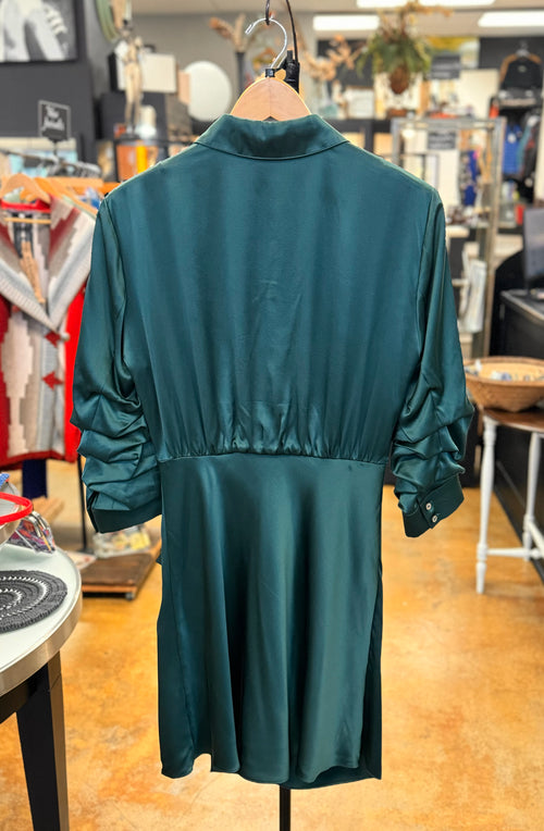 cinq a sept Green Silk Belted Jacey Button Up Dress Sz. 4