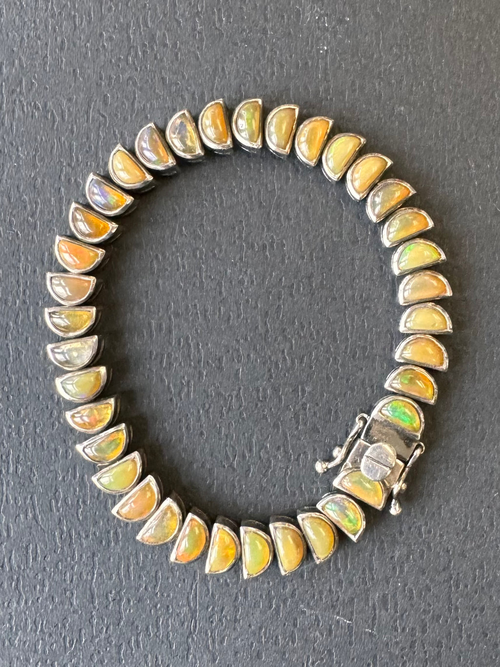 NAKARD Sterling Silver Ethiopian Opal Tennis Bracelet