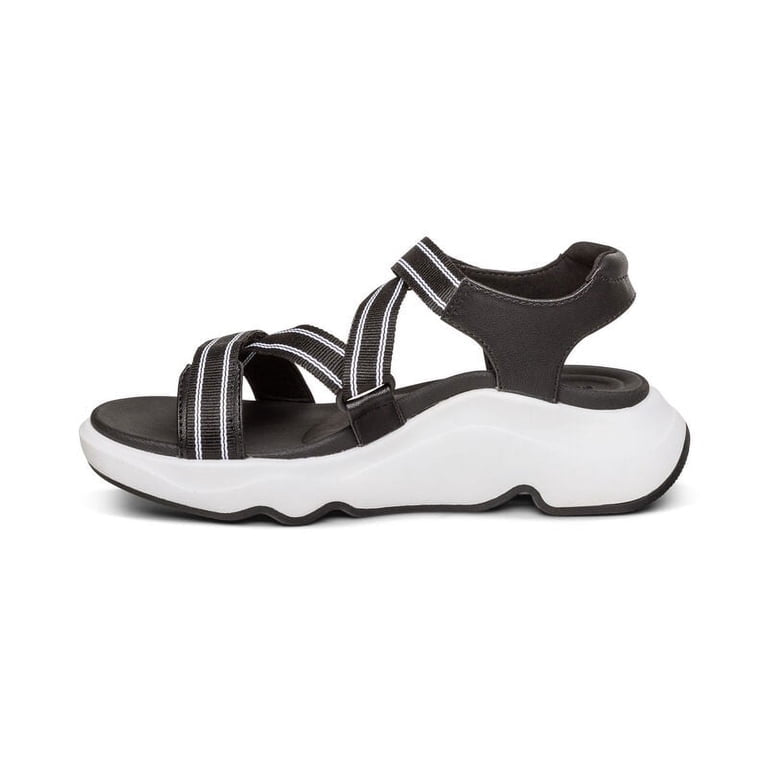 aetrex Black & White Marz Water Friendly Sandals Sz. 9 / 9 1/2
