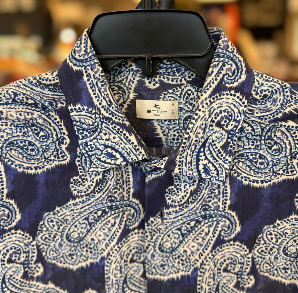 ETRO Men’s Paisley Button Up Long Sleeve Shirt Sz. 41 / Large