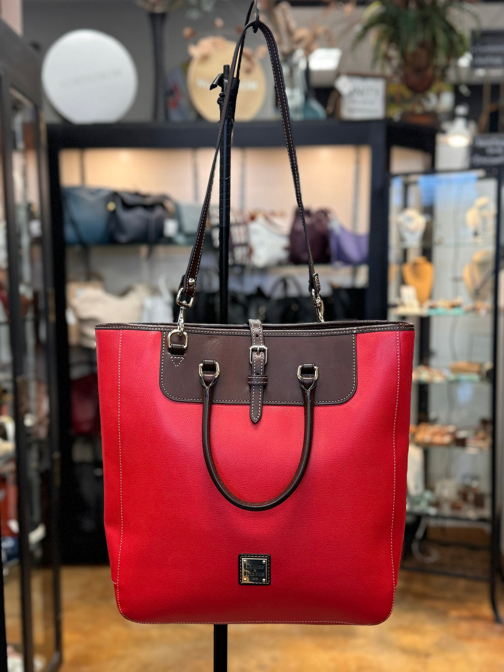 DOONEY & BOURKE Red Leather Claremondt Editors Tote
