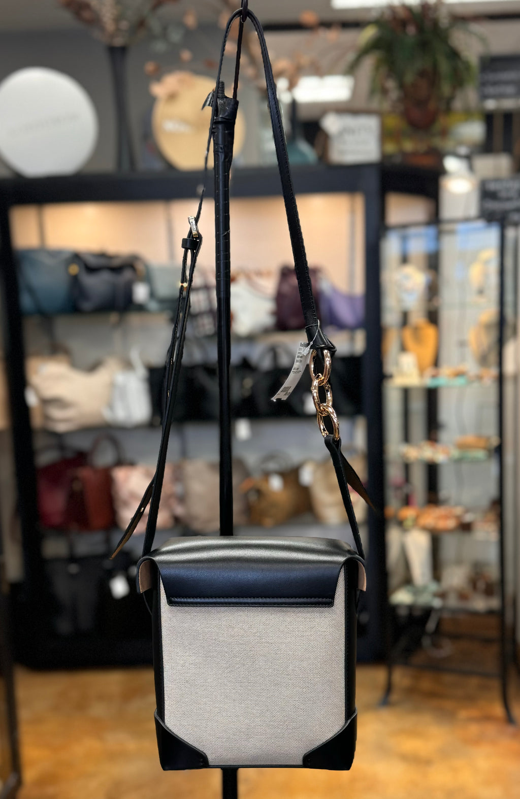 MANU Atelier Black & Cream Canvas & Leather Mini Pristine Bag