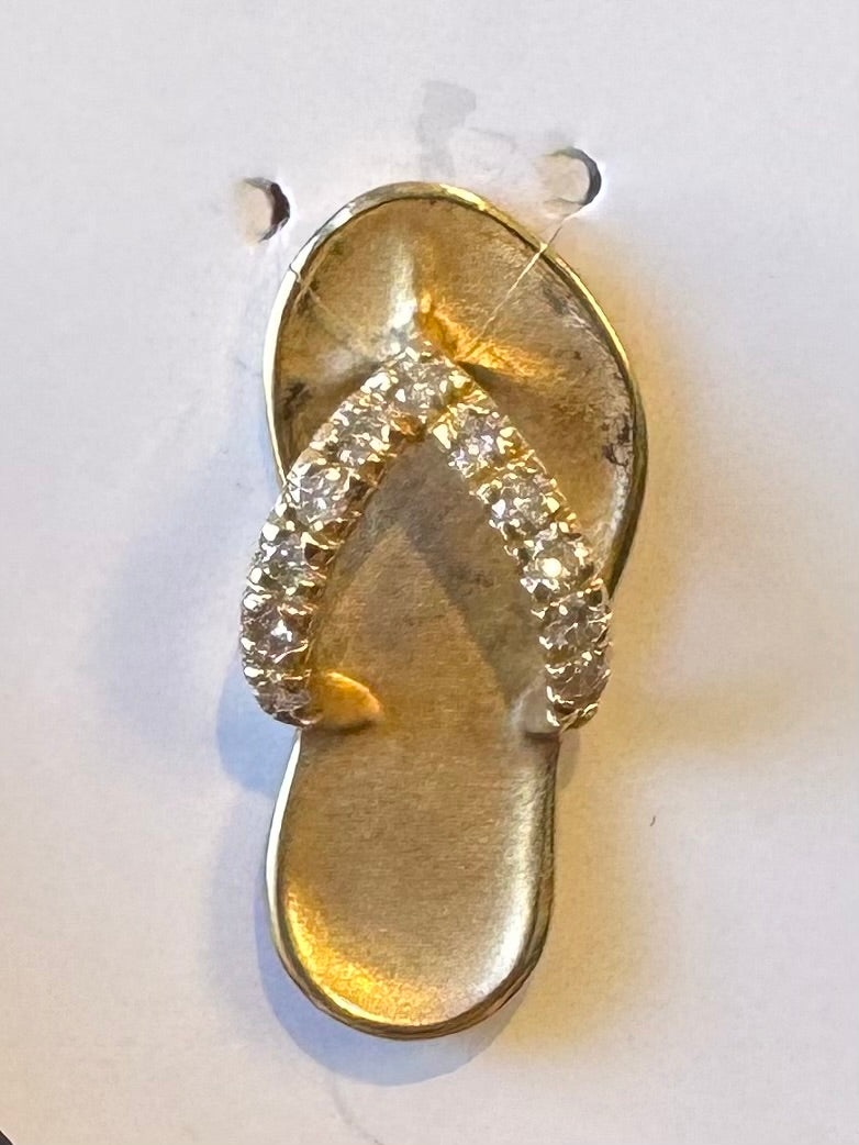 NA HOKU 14k Gold & Diamond Flip Flop Slipper Pendant