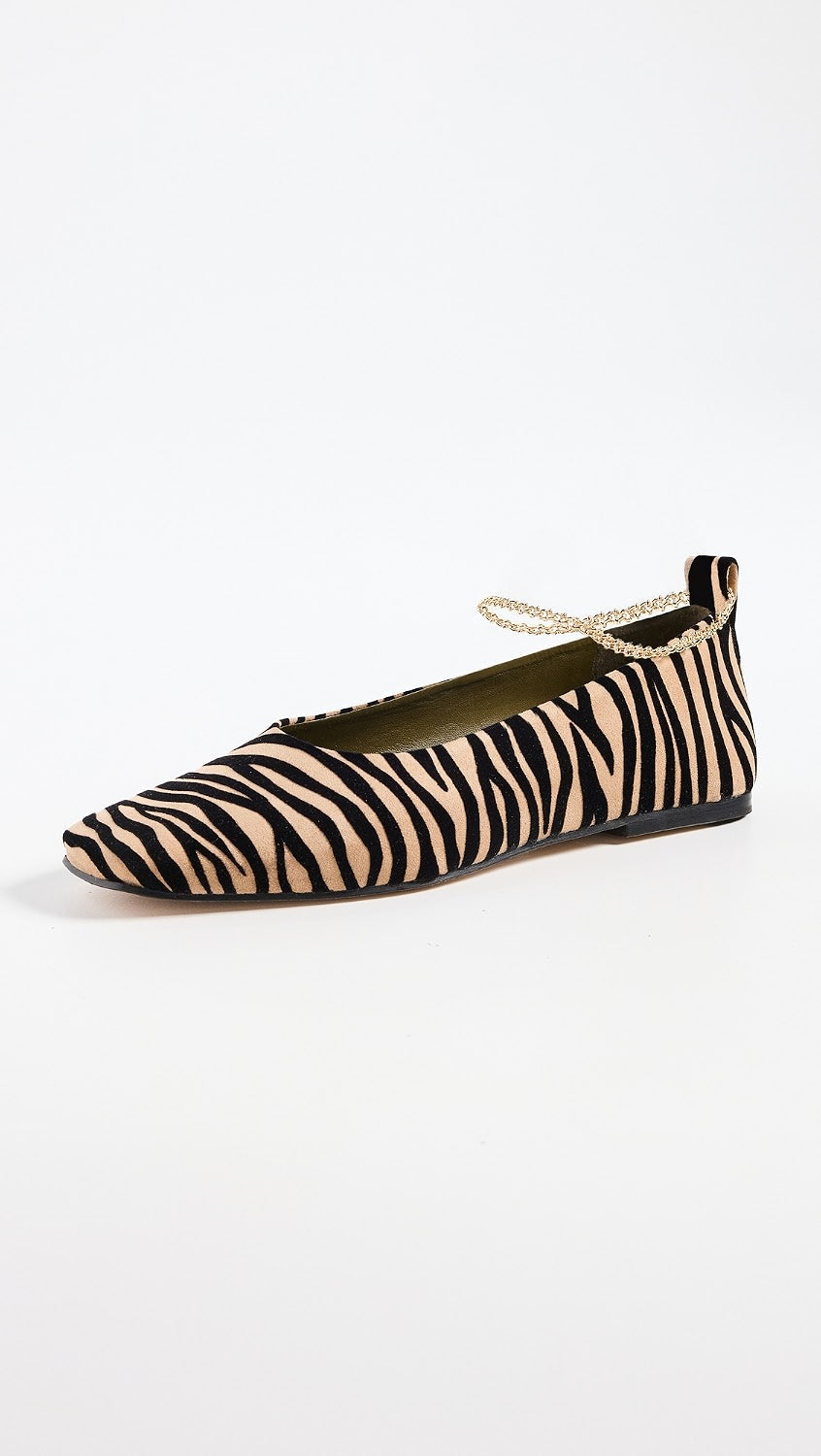 MARIA LUCA Augusta Ballerina Velvet Zebra Ankle Flats Sz. 40 / 9