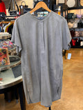 VINCE. 100% Suede V-Neck Shift Button Up Dress - Medium
