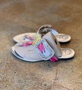 Roger Vivier Silver Crystal Buckle Feather Accent Thong Sandals Sz. 6 1/2