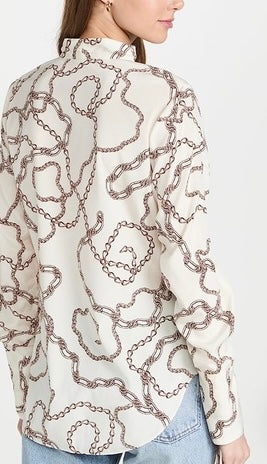 VERONICA BEARD Remi Chain-Print Silk Blouse Sz. 2