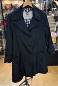 SOLD! BURBERRY London Black Lightweight Trench Coat w/Nova Check Lining Sz. 8