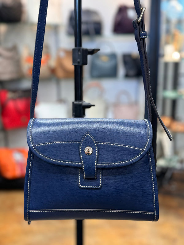 DOONEY & BOURKE Blue Saffiano Leather Fold Over Crossbody