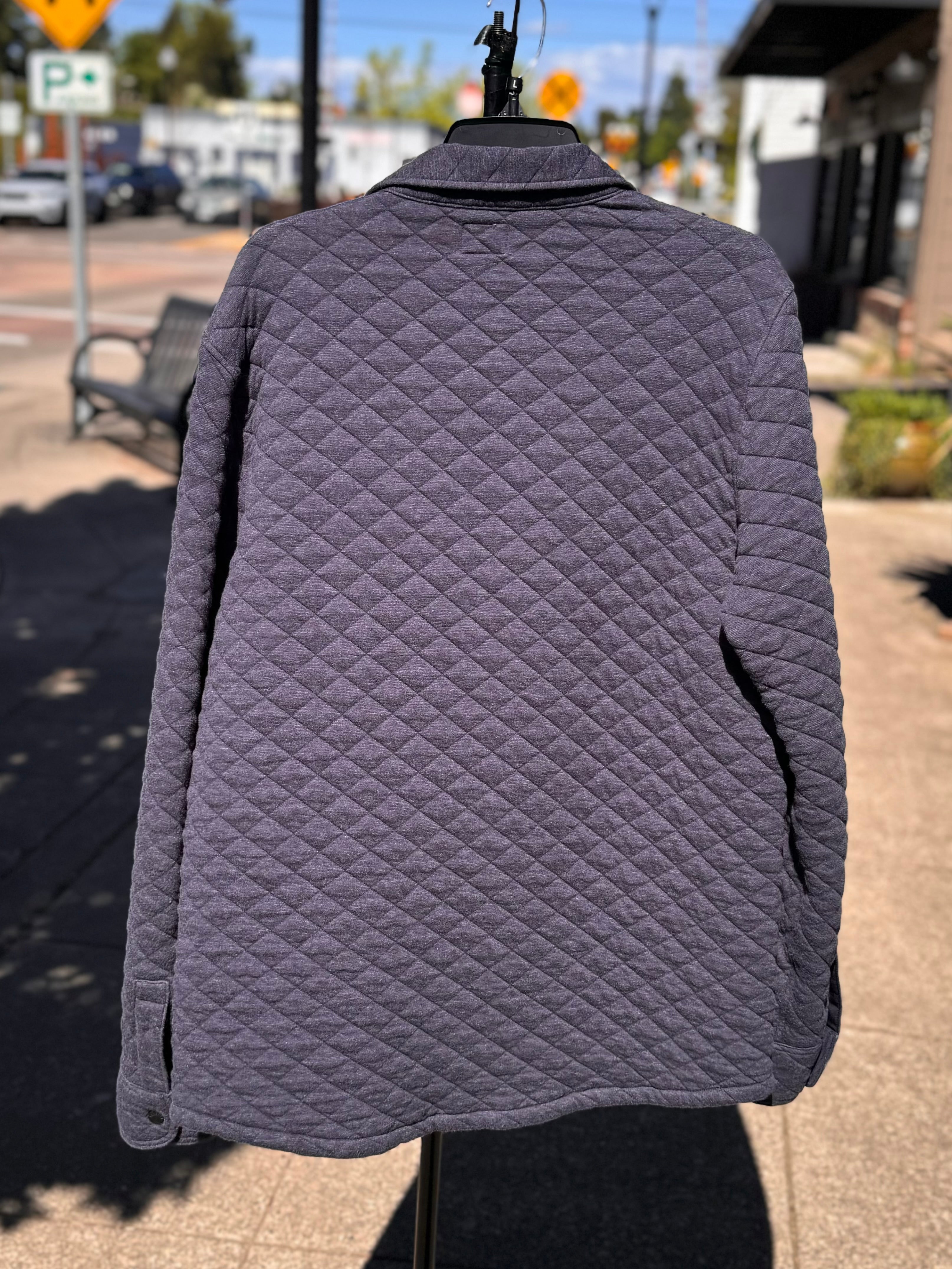 Men's FAHERTY Navy Quilted Button Zip Jacket Large
