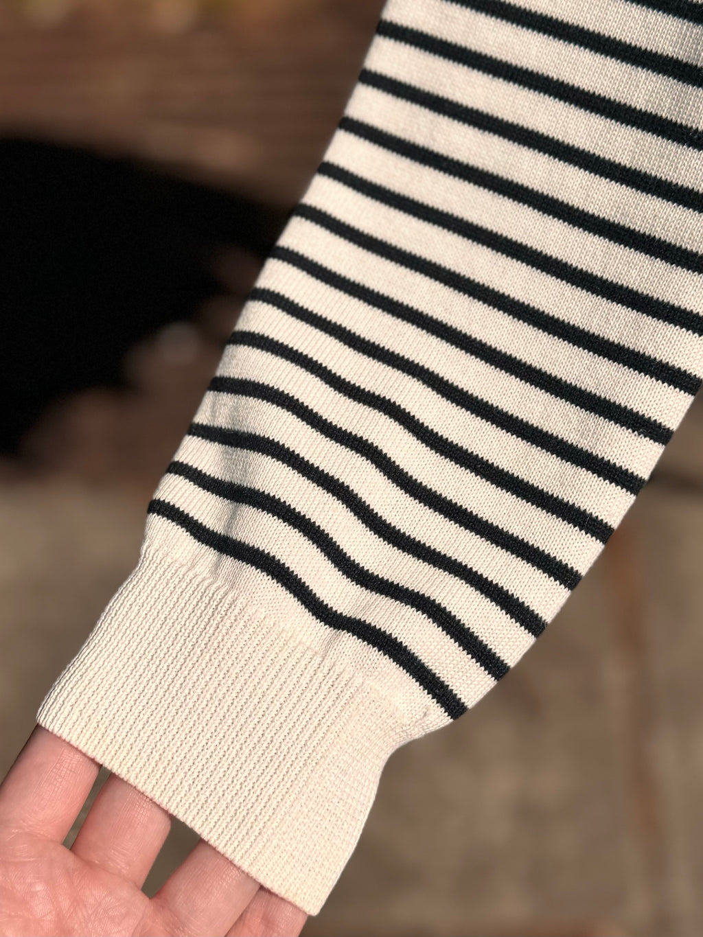 MONCLER White & Black Stripped Cotton Long Sleeve Shirt Small