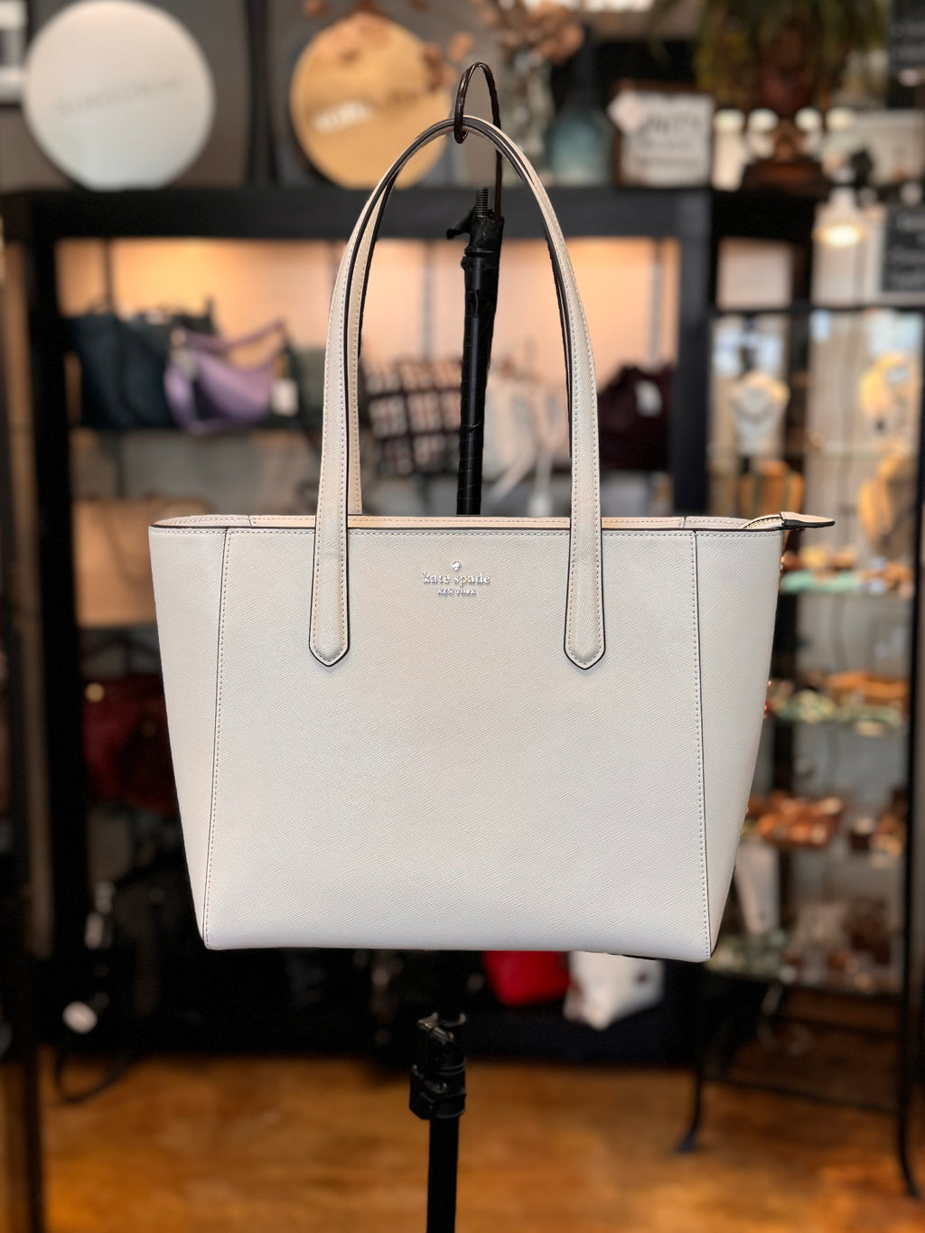 Kate Spade Cream Saffiano Leather Staci Tote Bag