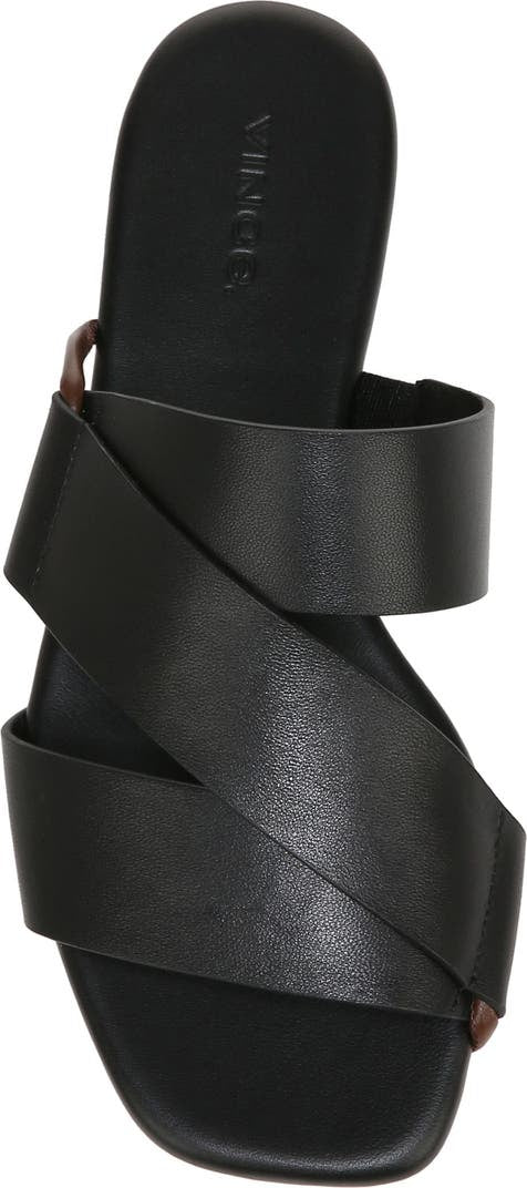 VINCE. Black Leather Dylan Slide Sandals Sz. 8