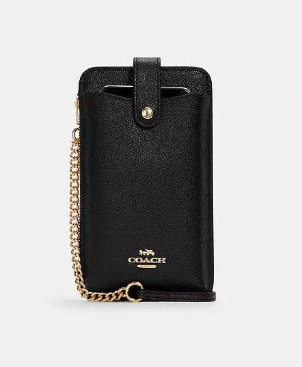 SOLD! COACH Black Leather North South Phone Crossbody