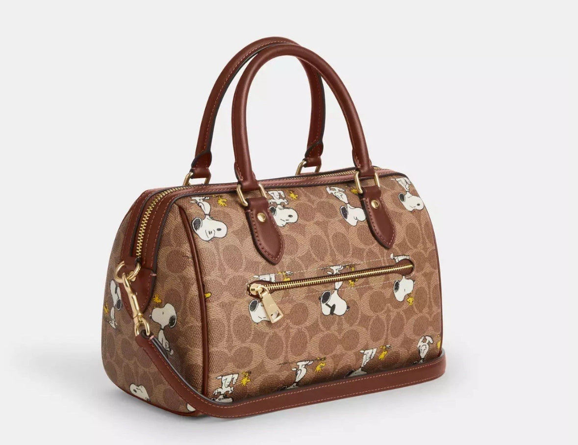 SOLD! COACH x Peanuts Rowan Satchel Signature Canvas Snoopy Bag NEW!