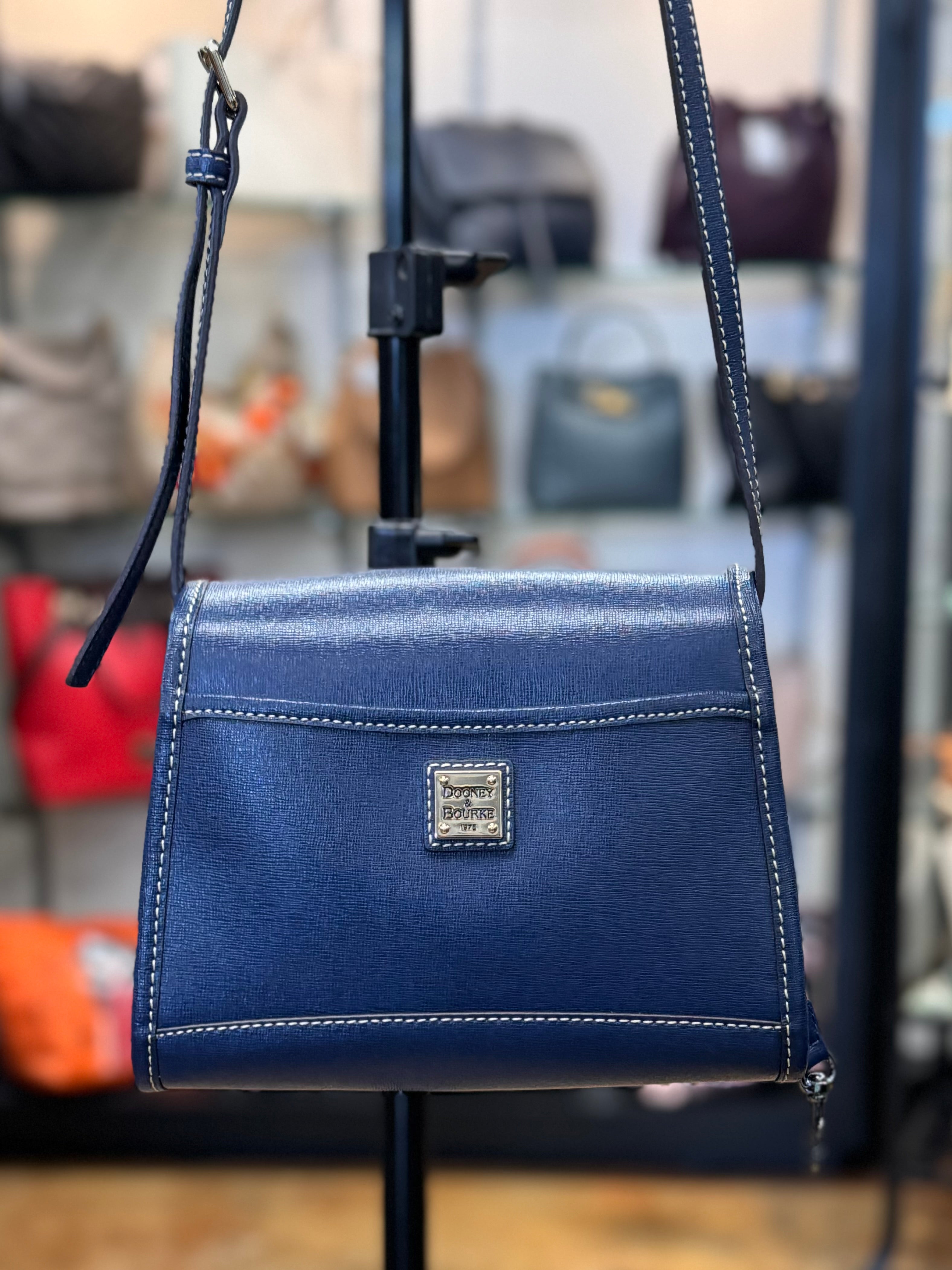 DOONEY & BOURKE Blue Saffiano Leather Fold Over Crossbody