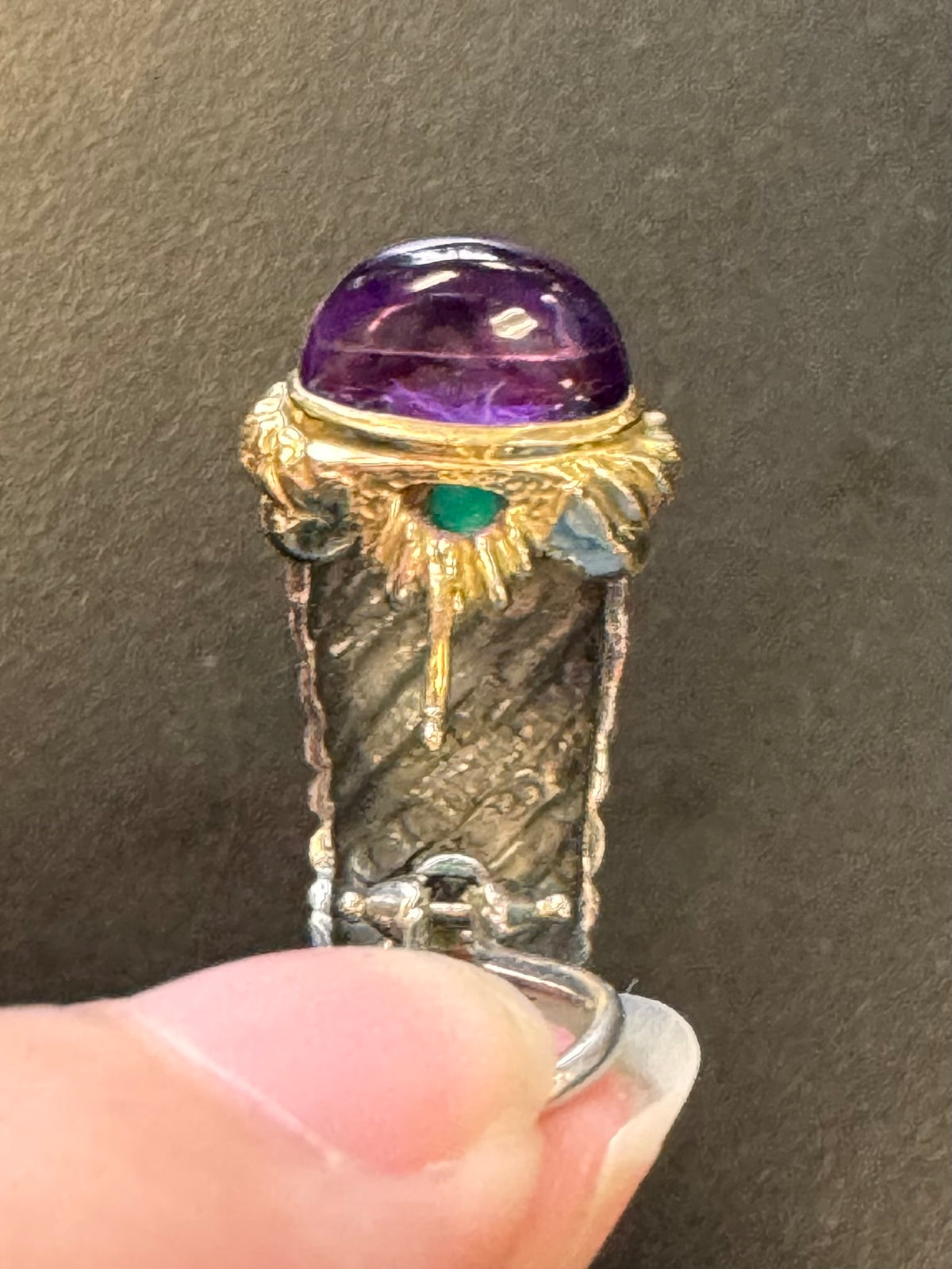 DAVID YURMAN 925 Sterling Silver Amethyst Green Tourmaline Vintage Earrings