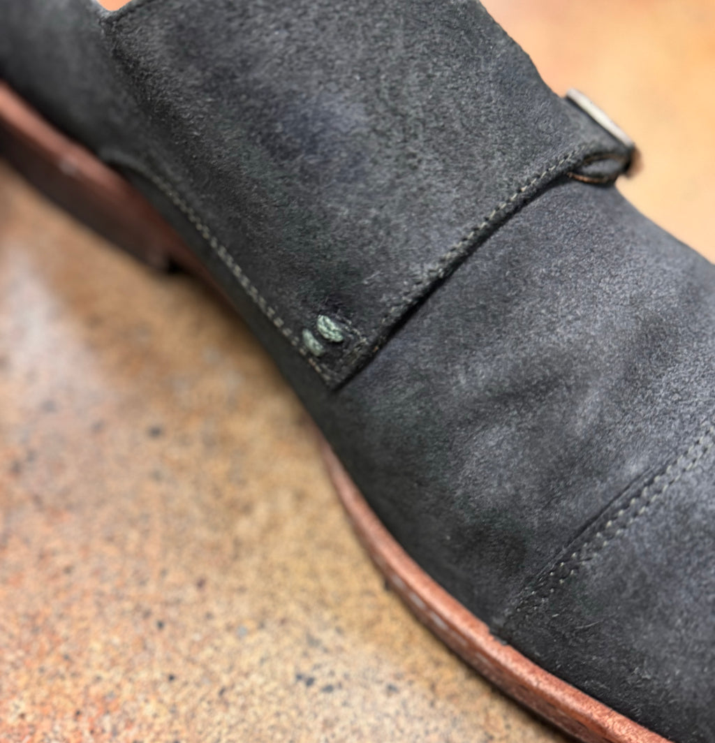 john varvatos Grey Suede Double Monk Strap Shoes Sz. 10 1/2