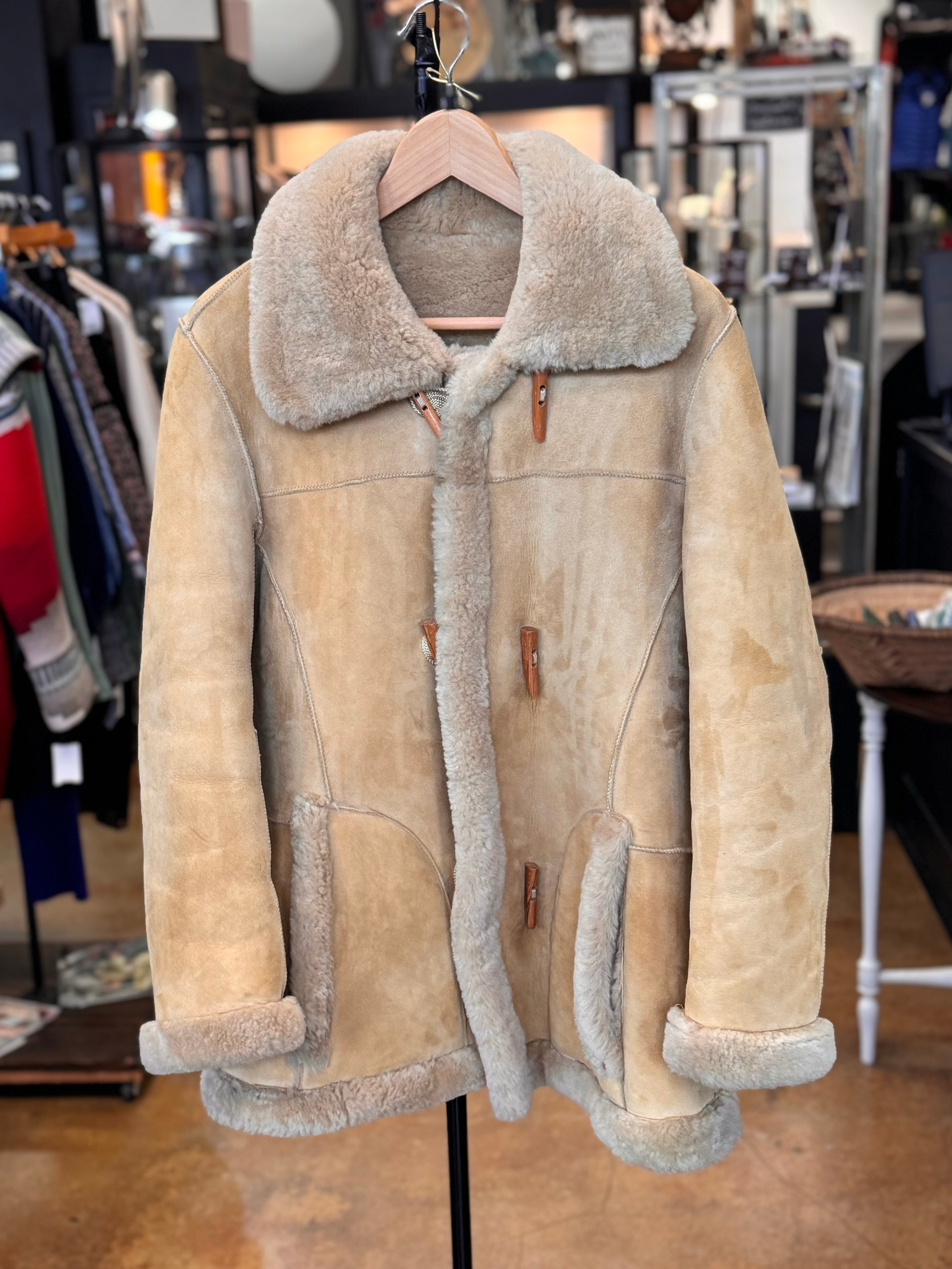 SOLD! KNIGHT TAILORS Suede & Wool Shearling Hand Crafted Coat Sz. 10