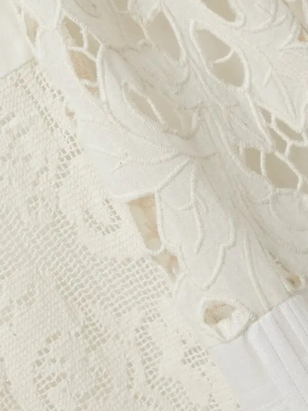 ZIMMERMAN Andie Patchwork Design Midi Lace & Checkered Jacquard Panels Skirt New! - Sz. 12