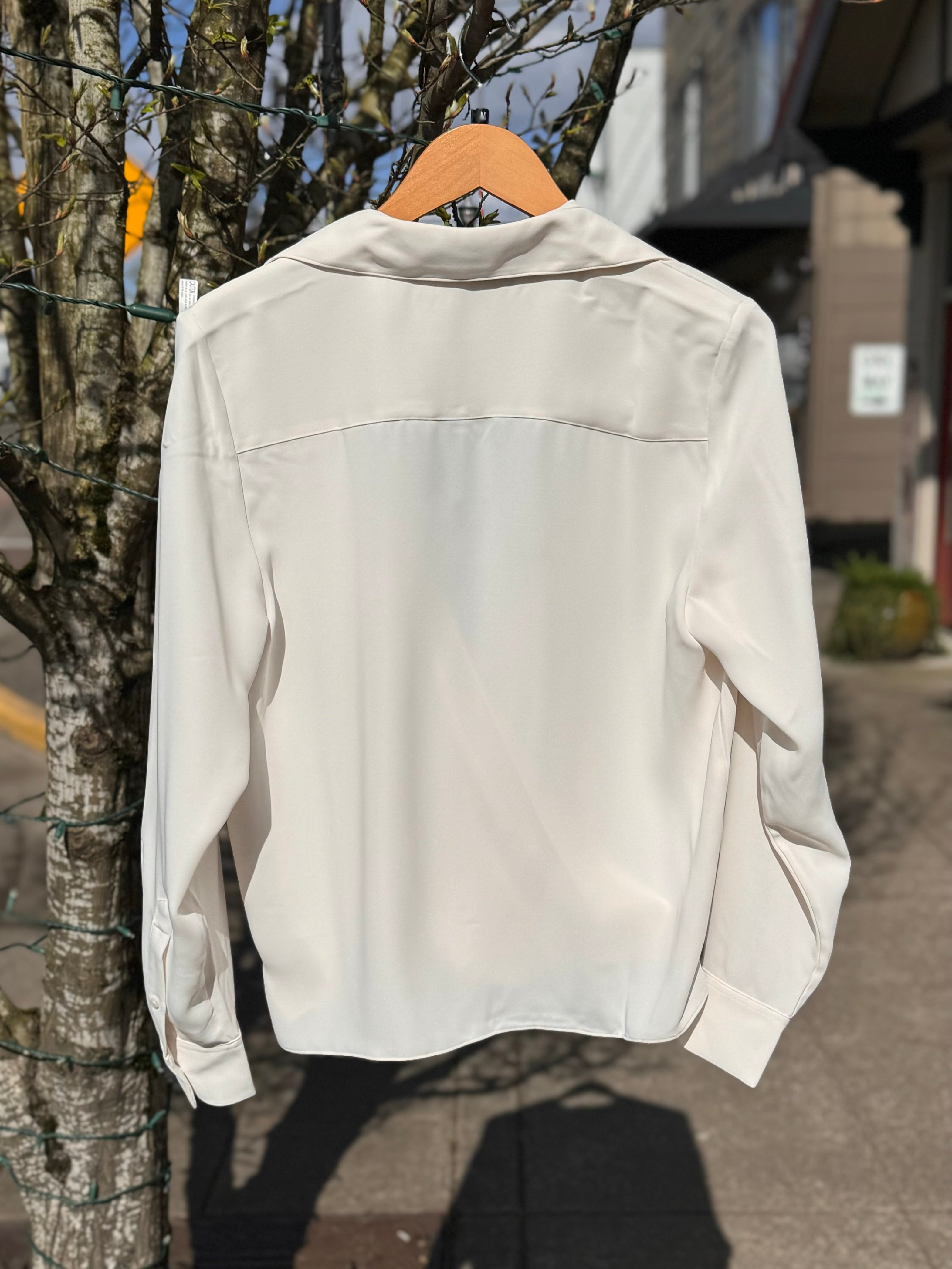 BABATON Cream Faux Wrap Blouse Medium