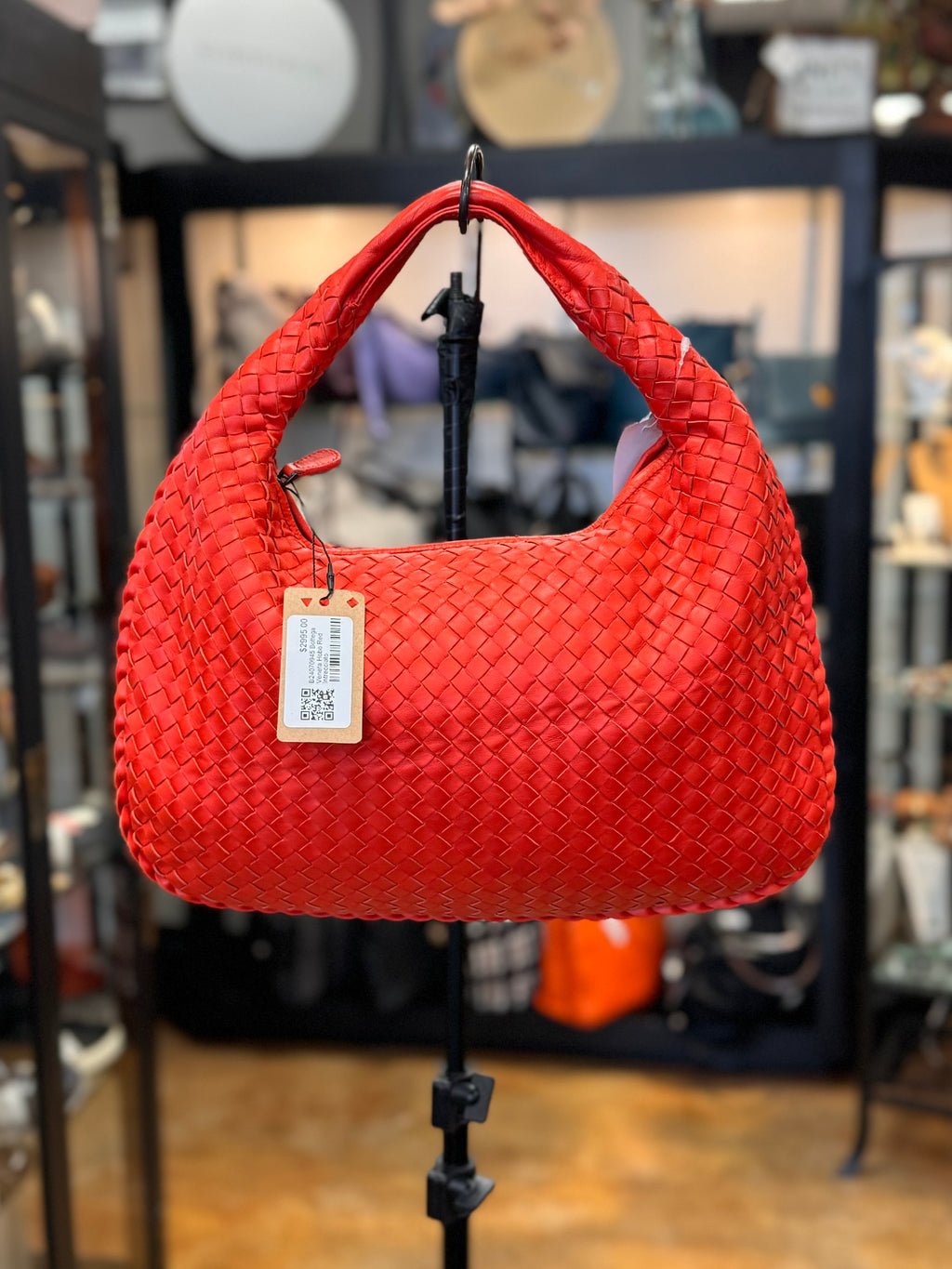 SOLD! BOTTEGA VENETA Orange Intrecciato Woven Leather Hobo Bag NEW