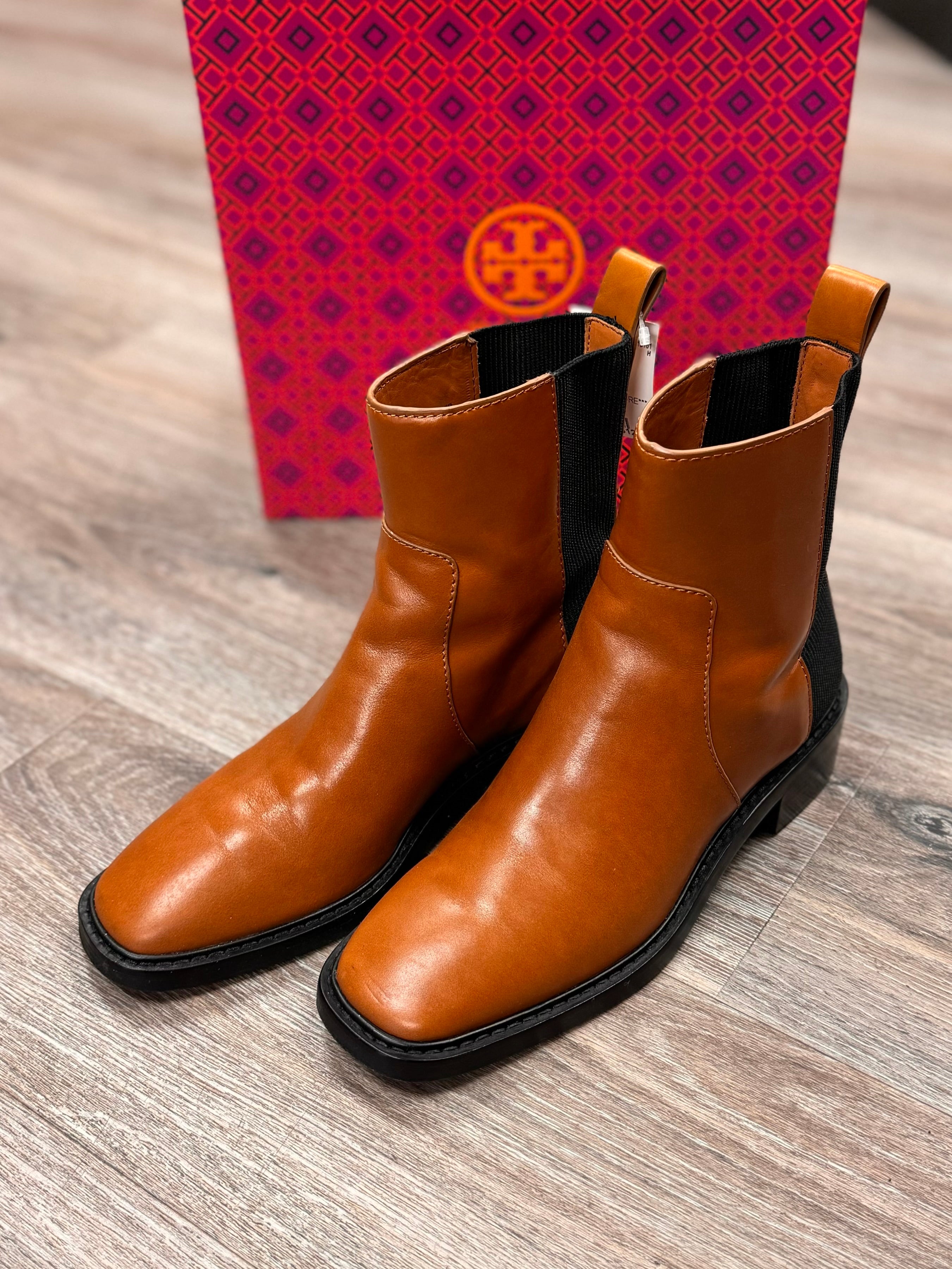 TORY BURCH Brown & Black Bonnie Chelsea Boot Sz. 8