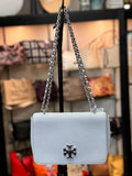 TORY BURCH Blue Leather Britten Convertible Bag