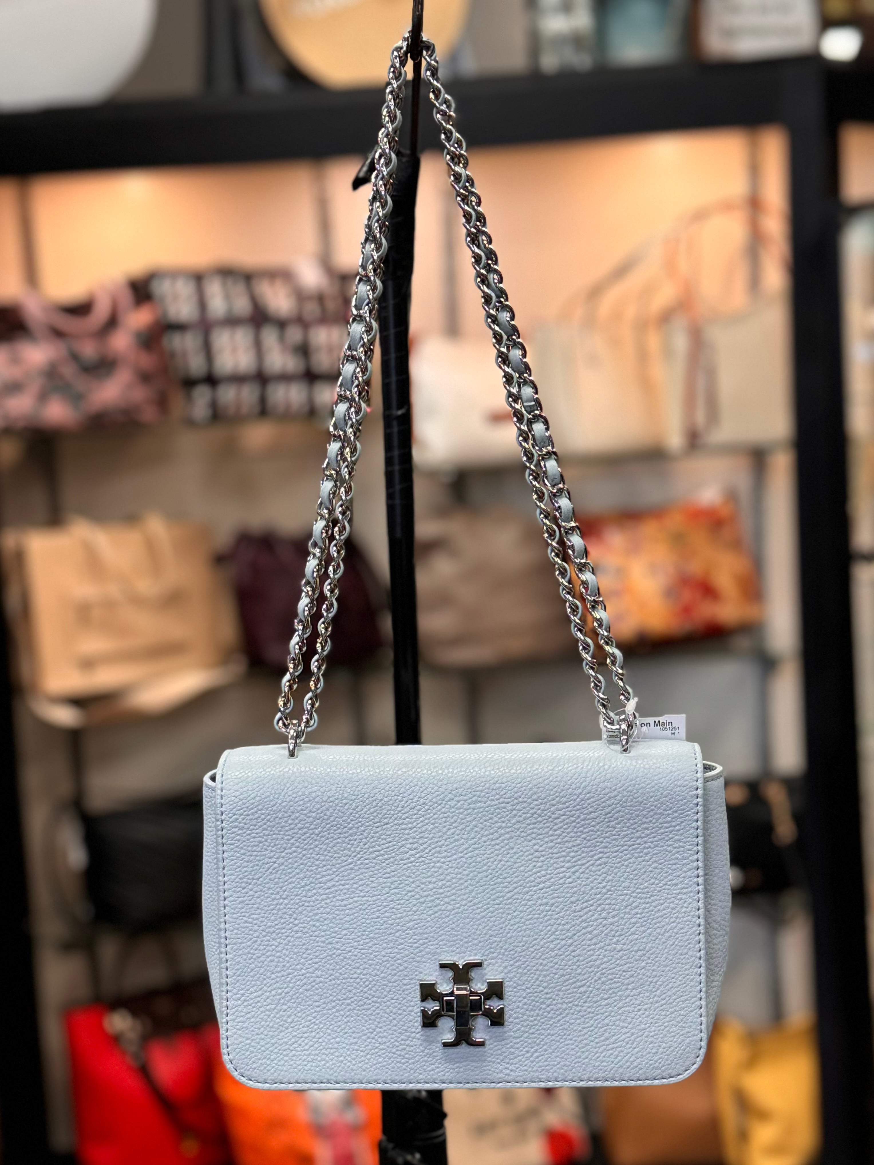 TORY BURCH Blue Leather Britten Convertible Bag