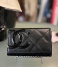CHANEL Patent Leather Logo Quilted Cambon Card Holder Wallet