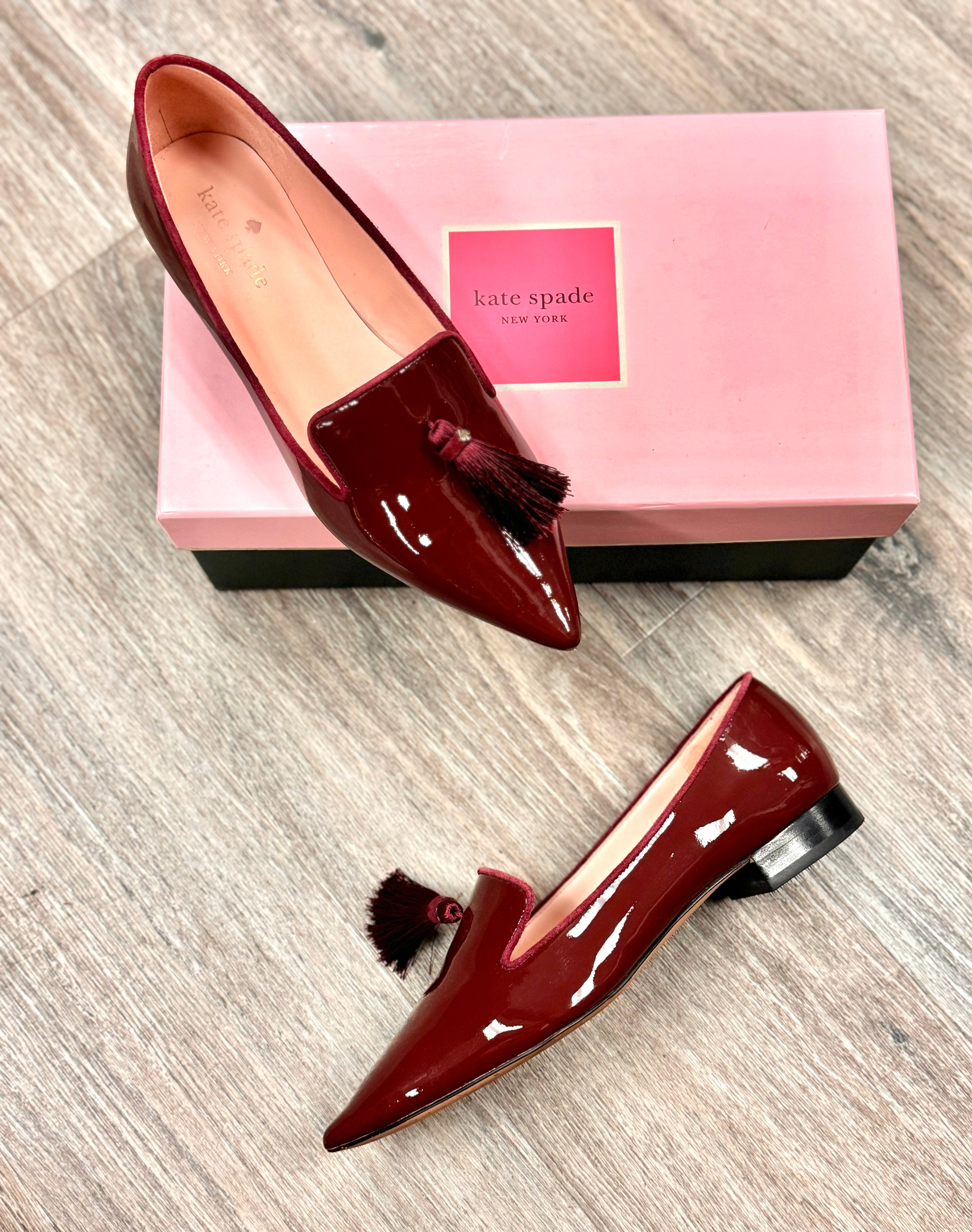 Kate Spade Patent Leather Madyson Pointed Toe Flats Sz. 7 1/2 w/Box