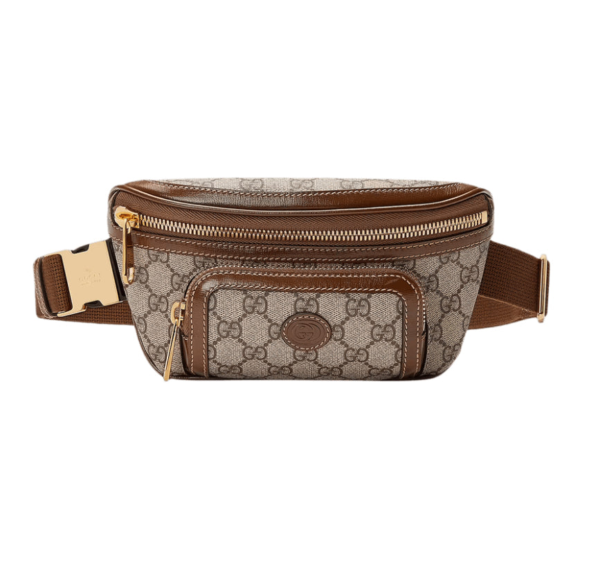 GUCCI Interlocking GG Brown Monogram Canvas Belt Bag NEW