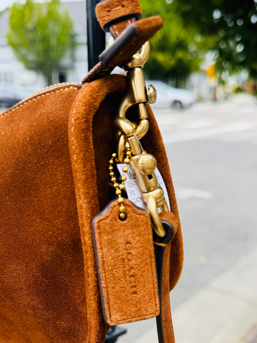 COACH Brown Waverly Suede Convertible Crossbody Bag