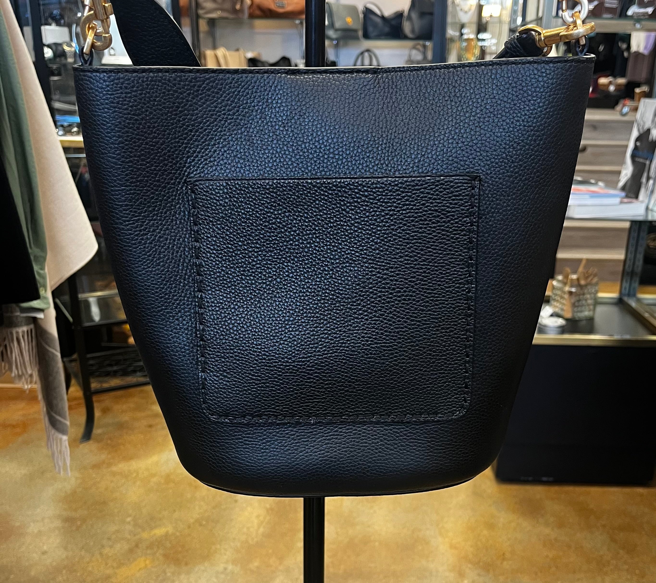 SOLD! TORY BURCH McGraw Black Leather Bucket Bag - New!