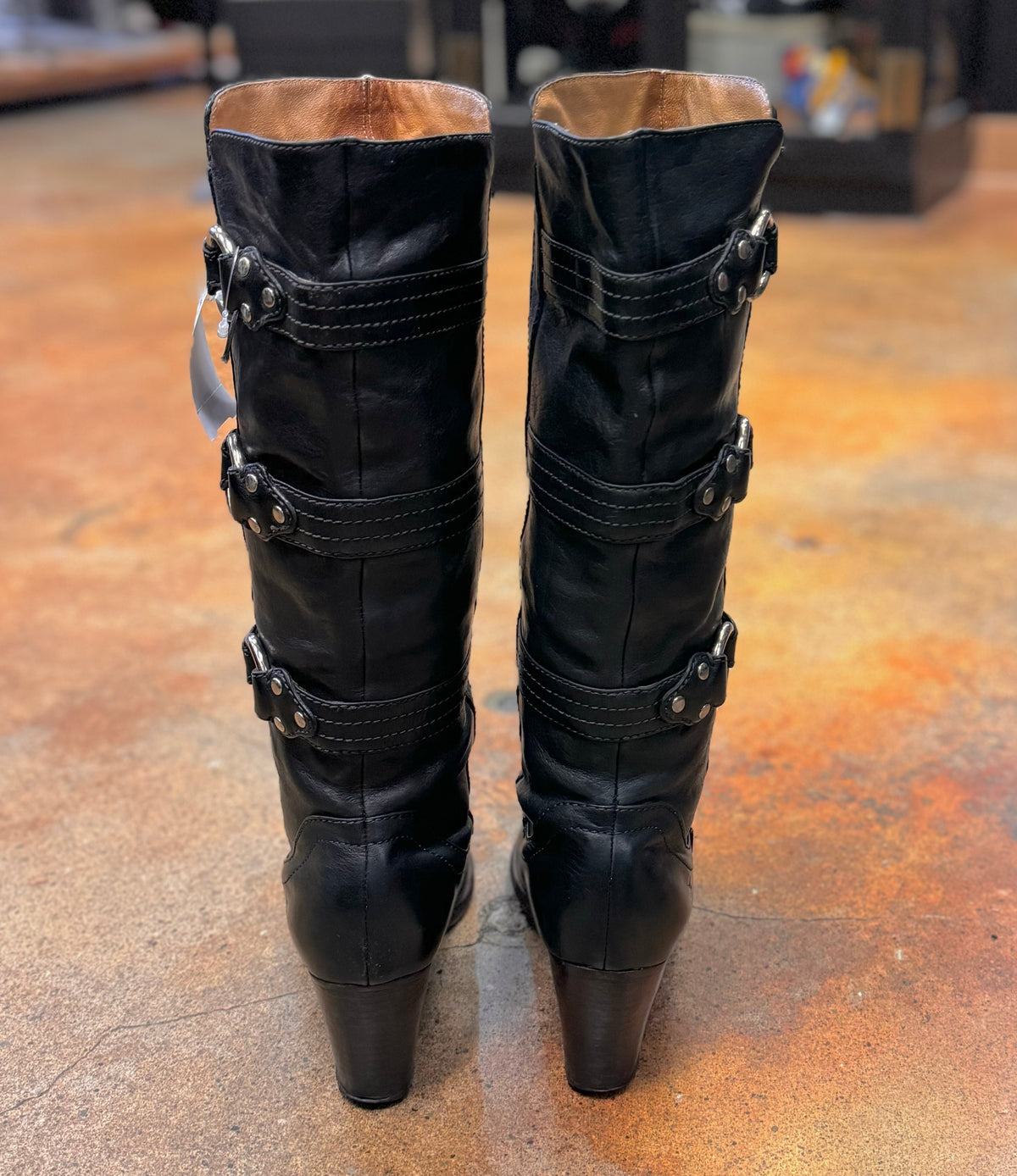 FRYE Vintage Y2K Fiona 3 Strap Riding Knee High Heeled Boots Sz. 9 1/2