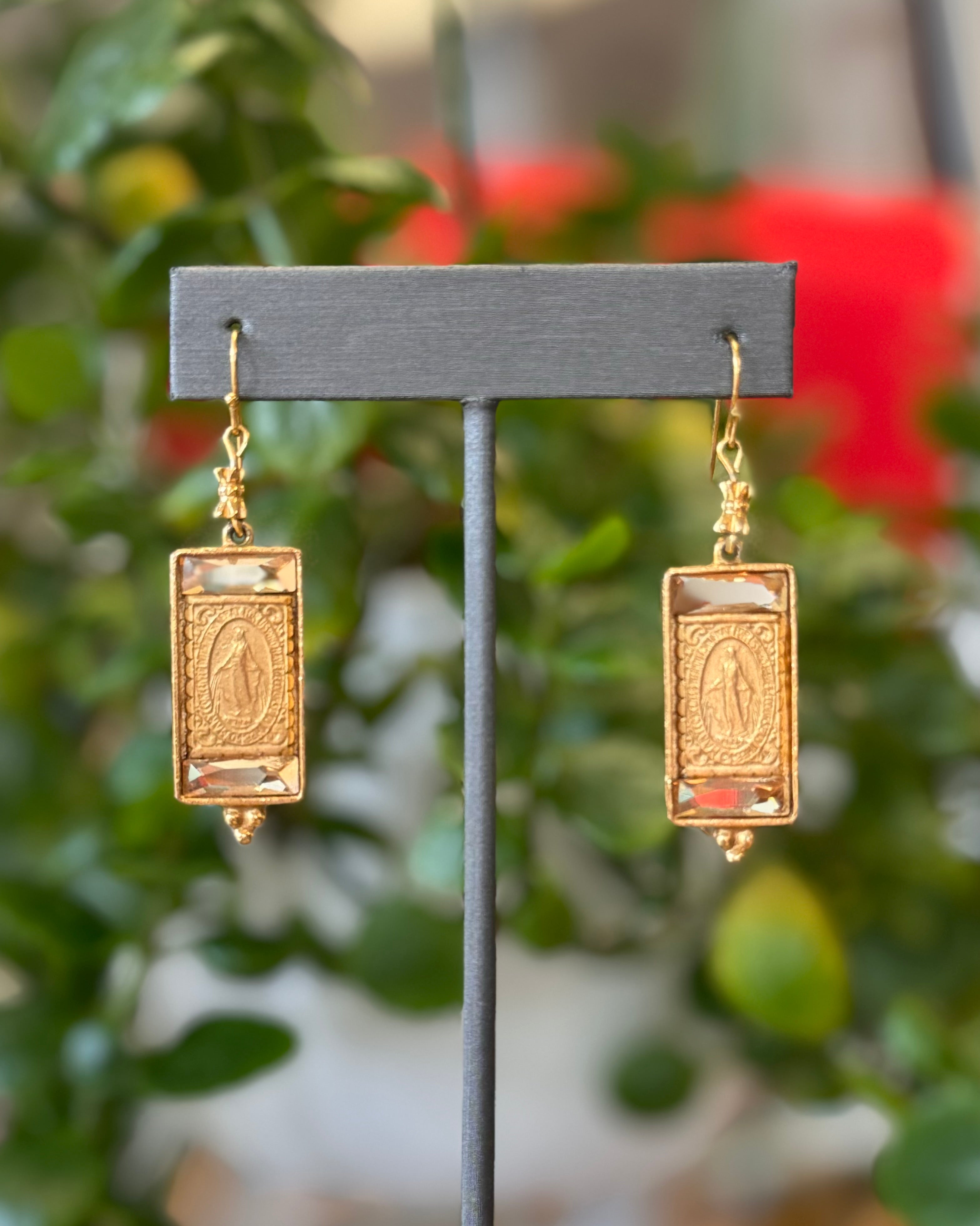 Virgins Saints & Angels Gold-Tone Blessed Virgin Mary Earrings
