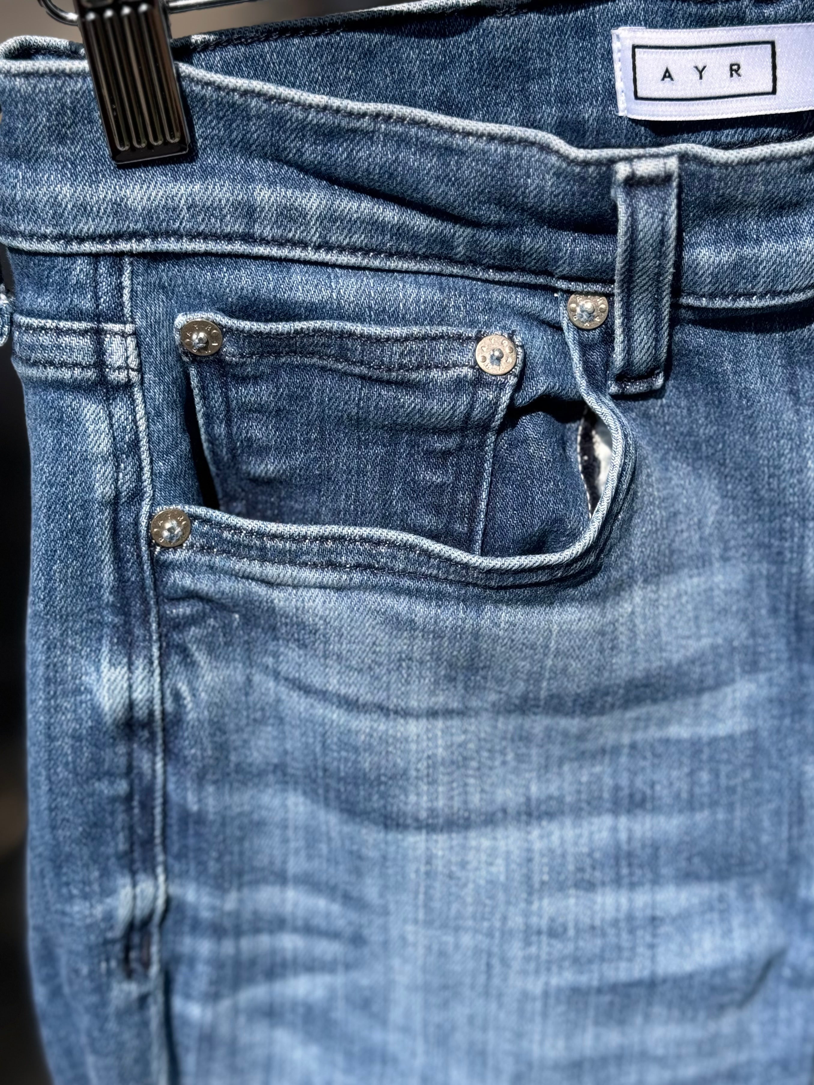 SOLD! AYR Blue The Pop High Waisted Frayed Hem Cropped Jeans Sz. 29