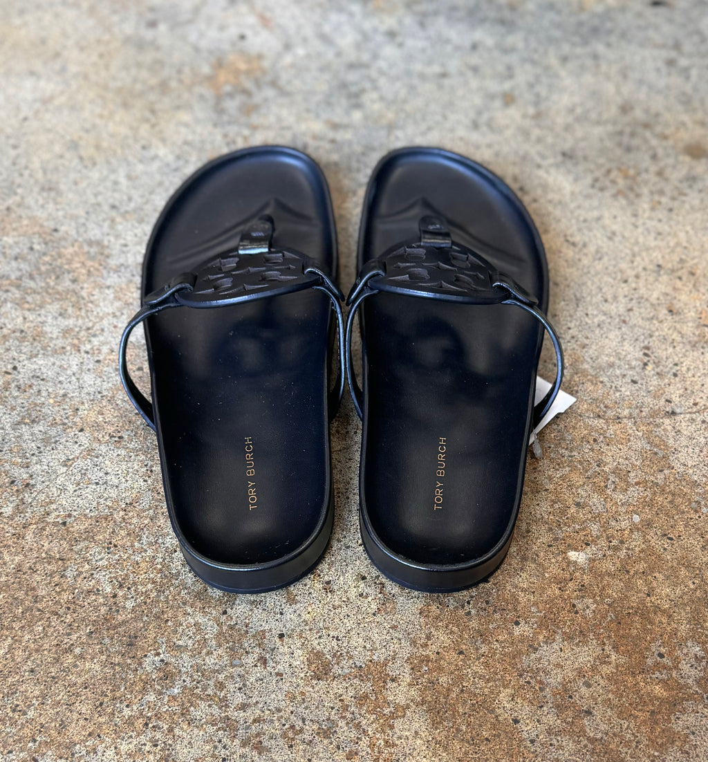 TORY BURCH Black Miller Cloud Thong Sandal Sz. 10