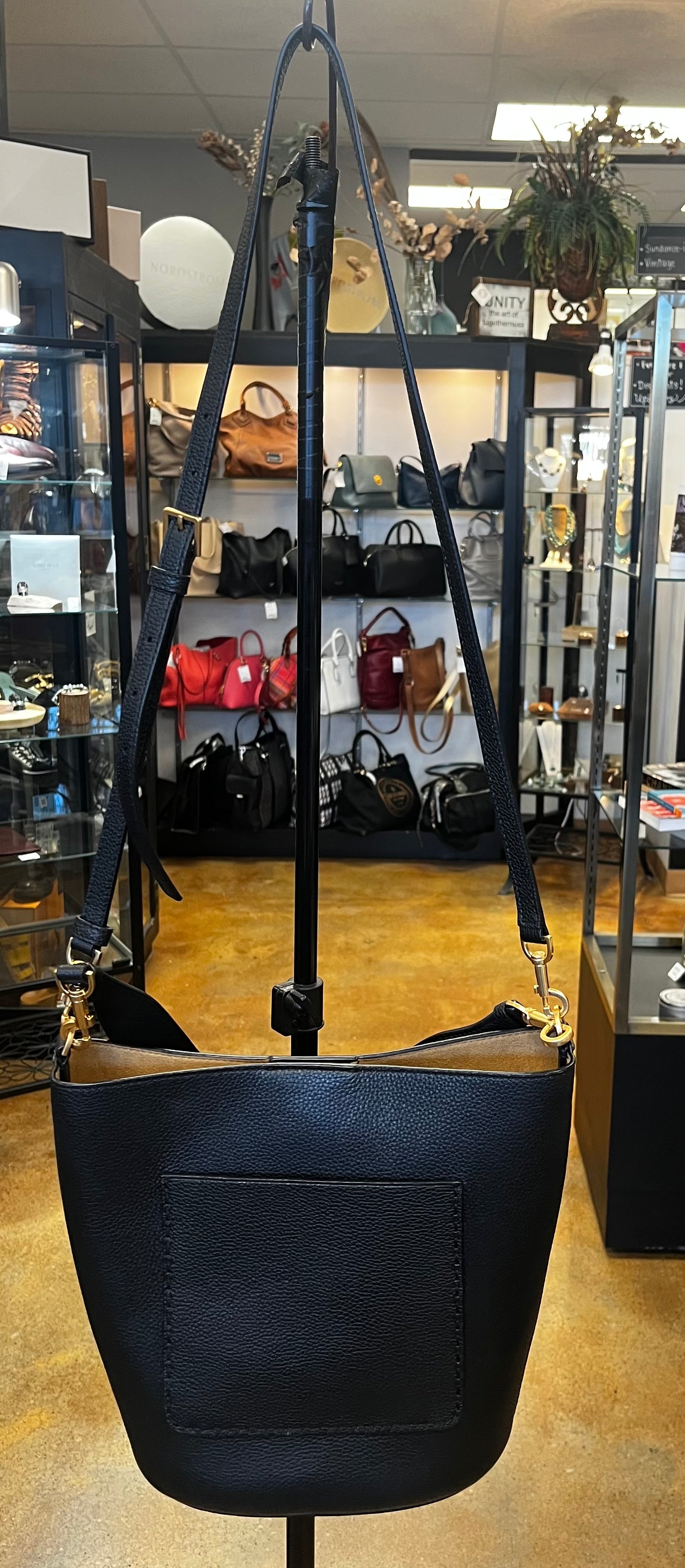 SOLD! TORY BURCH McGraw Black Leather Bucket Bag - New!