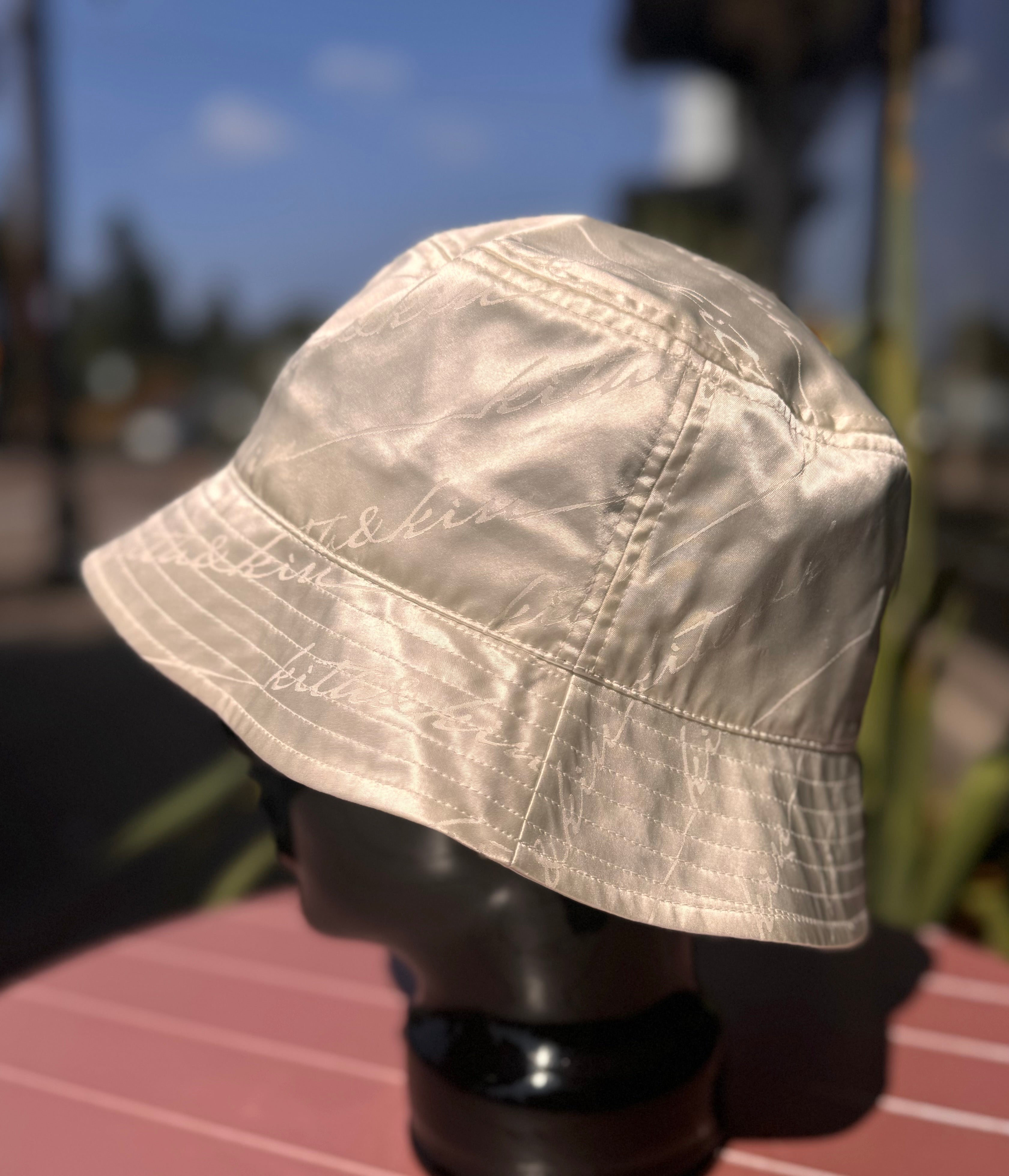kith & kim White Satin Signature Bucket Hat