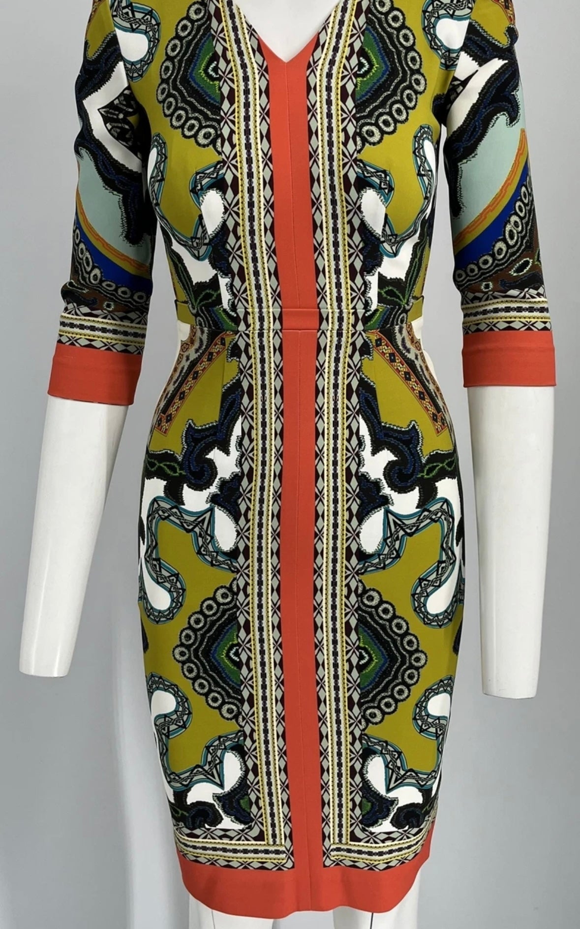 ETRO MILANO Multicolor V-Neck Sheath Dress - Sz. 40 (New w/tags)