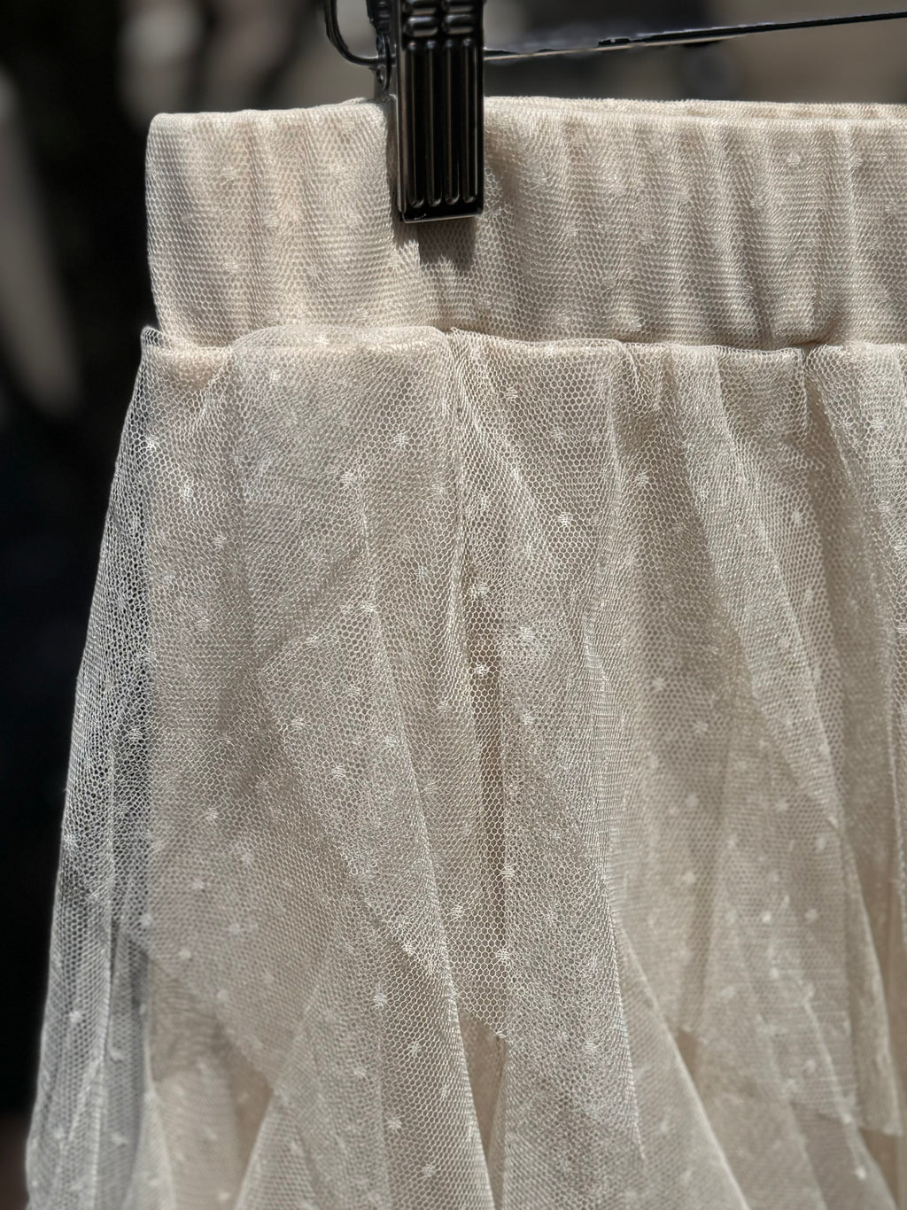 ALTER’D STATE Cream Polka Dot Tulle Maxi Skirt Large