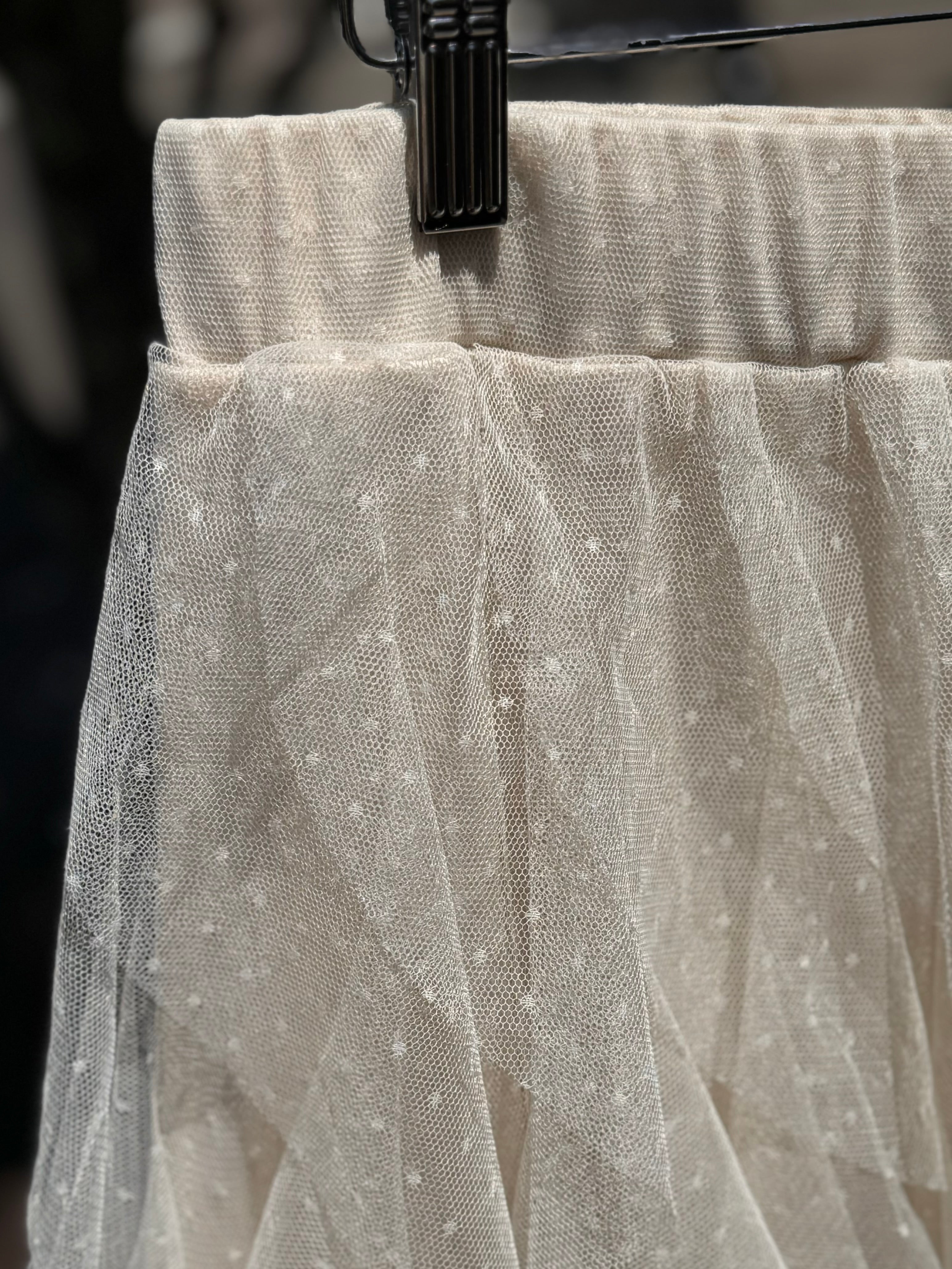 ALTER’D STATE Cream Polka Dot Tulle Maxi Skirt Large